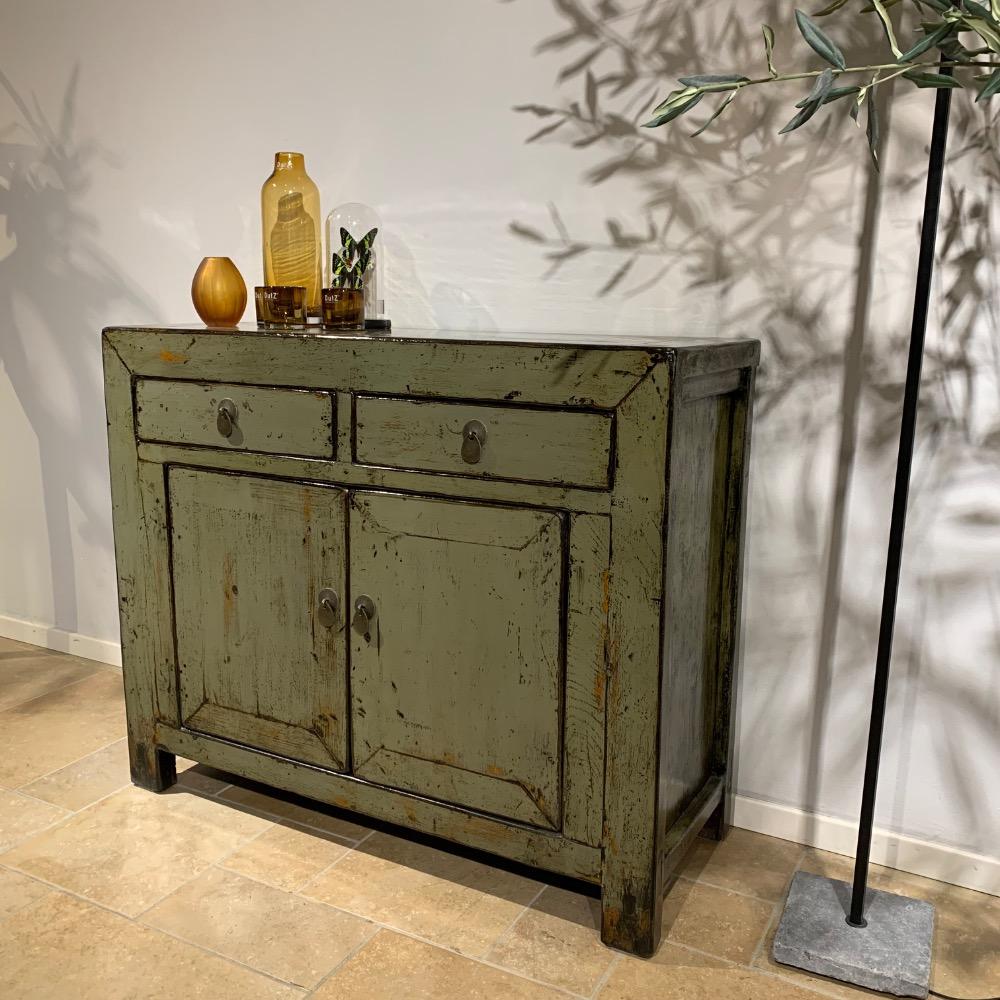 Uniek hoogglans jade groen dressoir xs