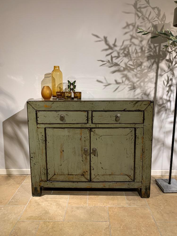 Uniek hoogglans jade groen dressoir xs