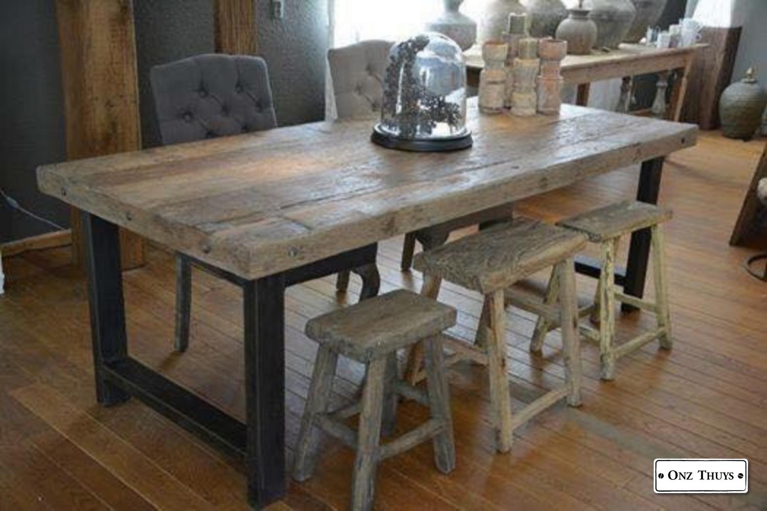 Stoere industriële driftwood tafel - Tafels